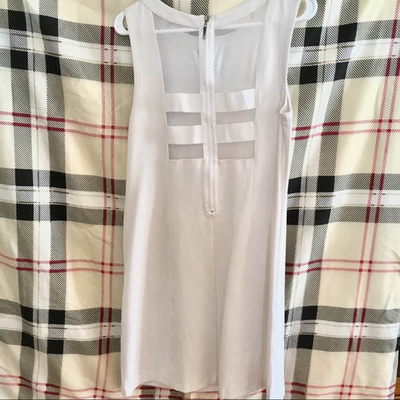 Point Zero White Sleeveless Mesh Cutout Dress - Picture 2 of 5